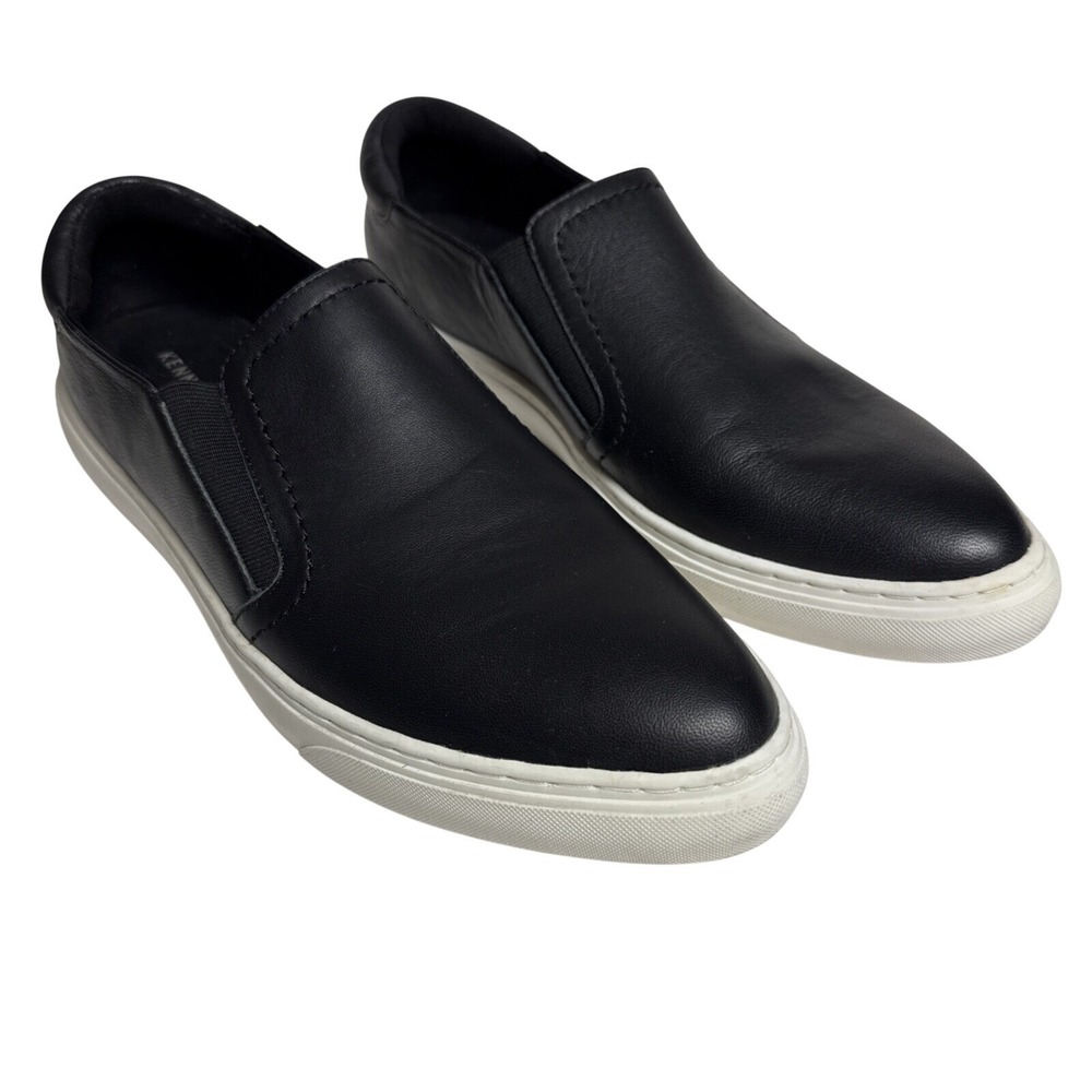 Kenneth Cole Leather Slip-on Sneakers Shoes Black White Sole Size 10 Women's